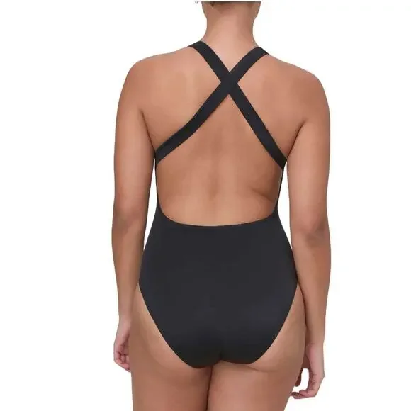 Andie The Tulum One Piece Black Swimsuit Size Large Crisscross Back